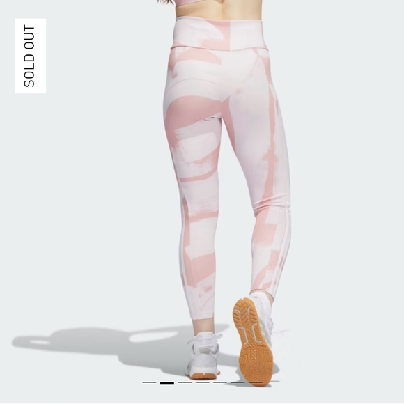 Adidas Aeroready Designed to Move Graphic High-Waist Leggings pink white small - Picture 4 of 16